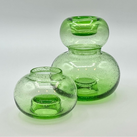 Green Blown Glass Sphere Candle Holders Southern Living Set of 3 Globe Shape - Picture 4 of 8